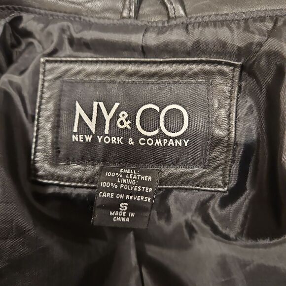 🌹Geniune Leather New York & Company Black Jacket sz S - Picture 3 of 8